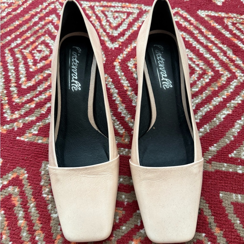 L'INTERVALLE Light Pink Square-Toe Heels